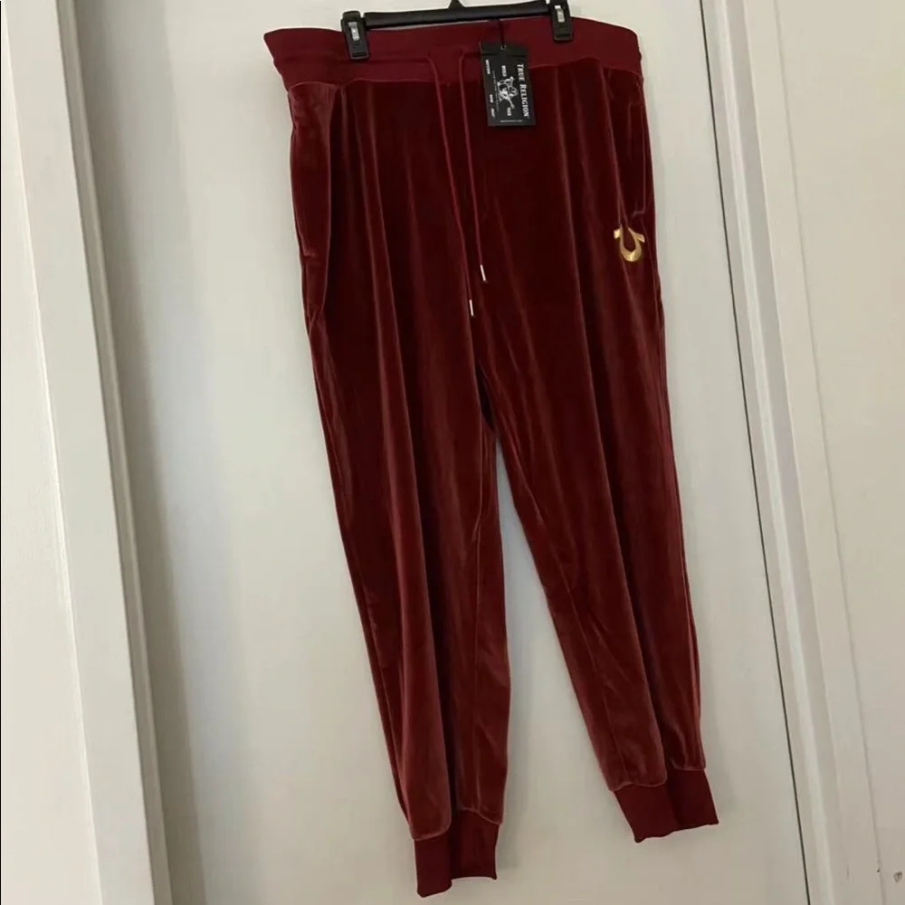 True Religion Velour Logo Branded Joggers Size 3XL